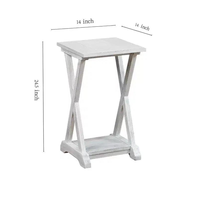 Tavolino da salotto con ripiano portaoggetti "Farmhouse X-Frame" in caffè/bianco slavato, 1 pezzo