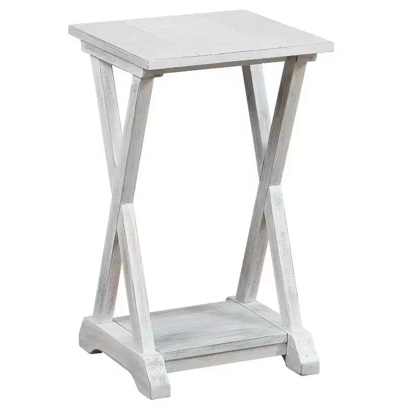 Tavolino da salotto con ripiano portaoggetti "Farmhouse X-Frame" in caffè/bianco slavato, 1 pezzo