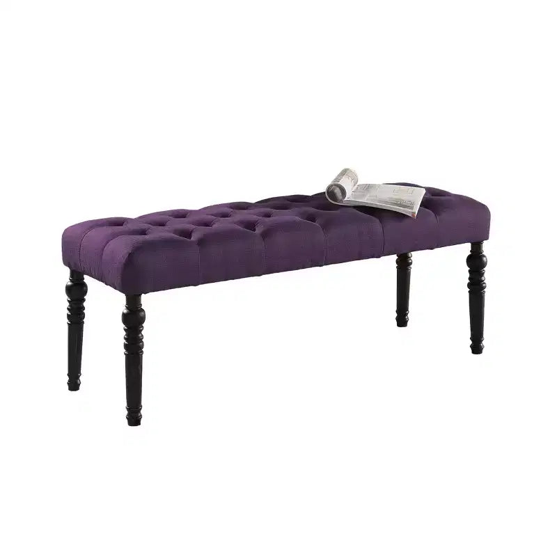 Panca pouf trapuntata con bottoni, imbottita, 1 posto, blu / grigio / viola / marrone chiaro