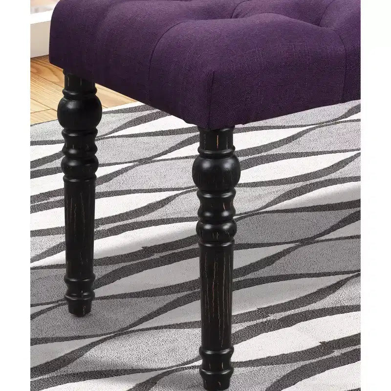 Panca pouf trapuntata con bottoni, imbottita, 1 posto, blu / grigio / viola / marrone chiaro