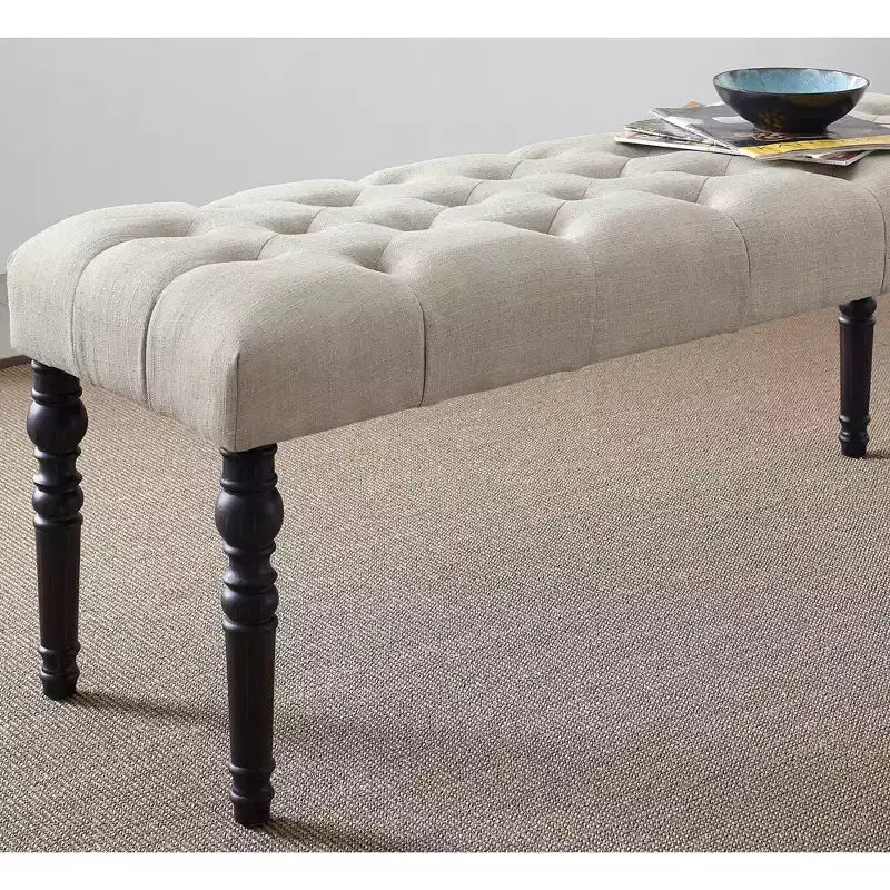 Panca pouf trapuntata con bottoni, imbottita, 1 posto, blu / grigio / viola / marrone chiaro