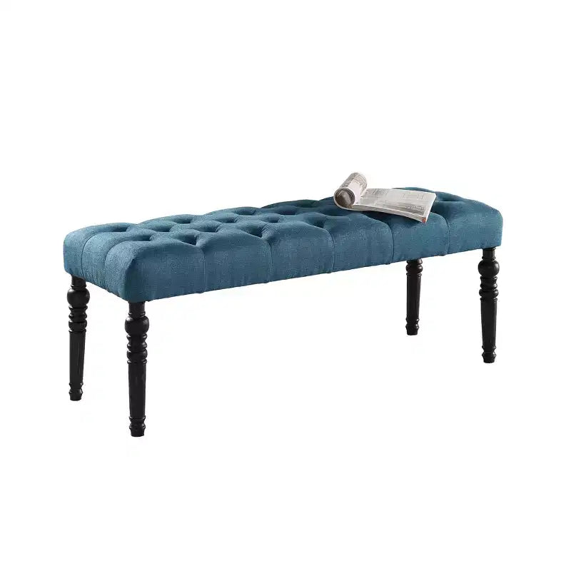 Panca pouf trapuntata con bottoni, imbottita, 1 posto, blu / grigio / viola / marrone chiaro