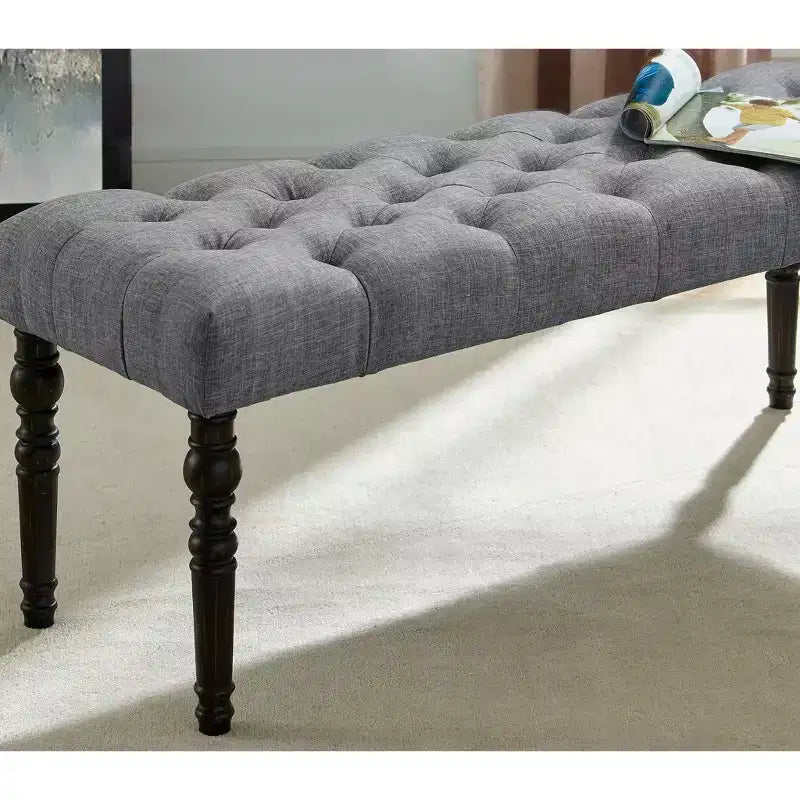 Panca pouf trapuntata con bottoni, imbottita, 1 posto, blu / grigio / viola / marrone chiaro