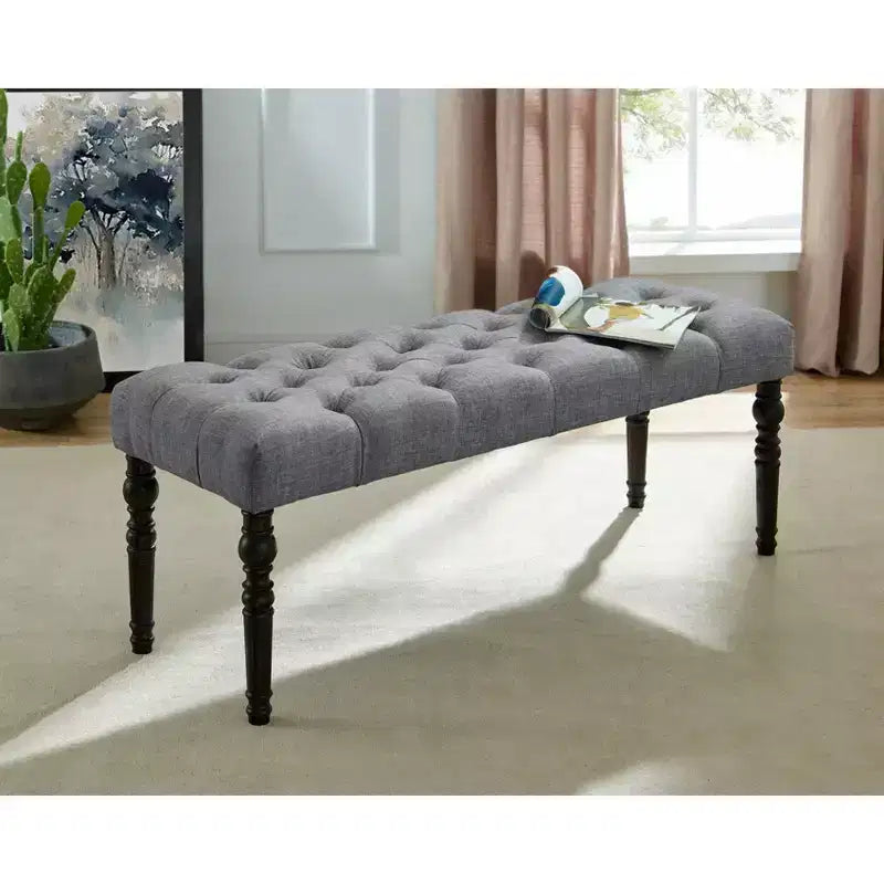 Panca pouf trapuntata con bottoni, imbottita, 1 posto, blu / grigio / viola / marrone chiaro