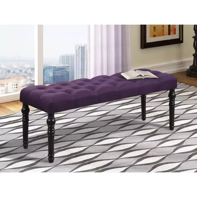 Panca pouf trapuntata con bottoni, imbottita, 1 posto, blu / grigio / viola / marrone chiaro