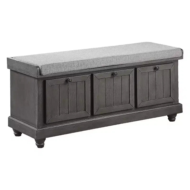 Panca ottomana contenitore con coperchio a ribalta, grigio scuro/bianco, monoposto