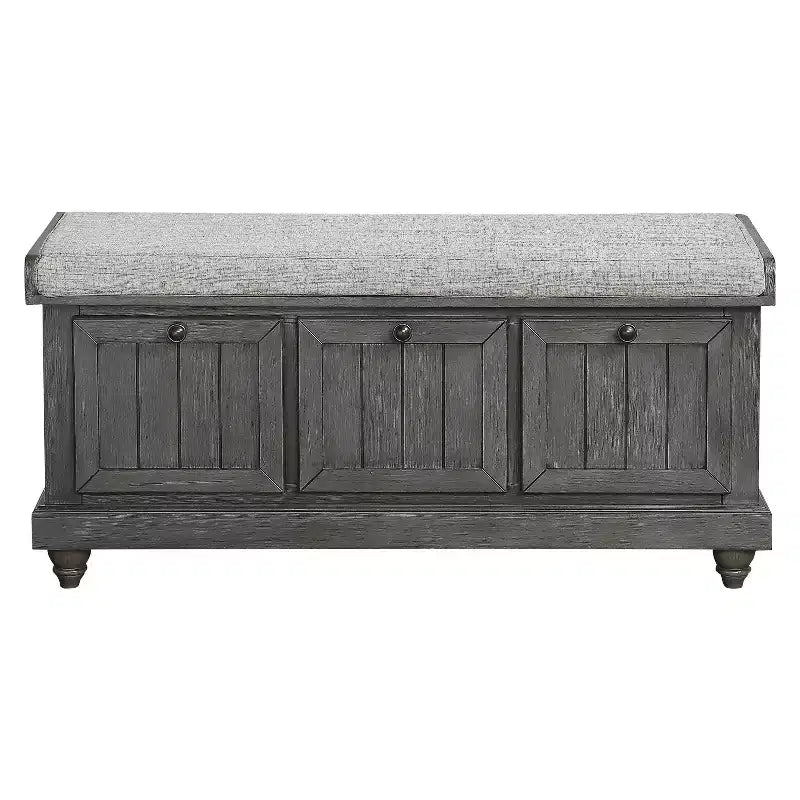 Panca ottomana contenitore con coperchio a ribalta, grigio scuro/bianco, monoposto
