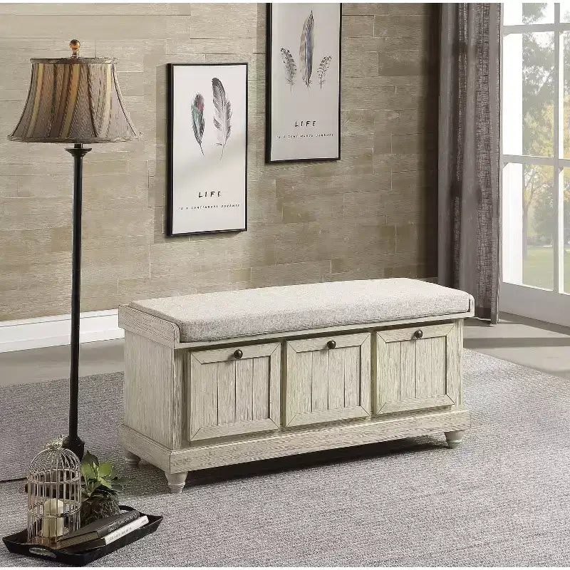 Panca ottomana contenitore con coperchio a ribalta, grigio scuro/bianco, monoposto