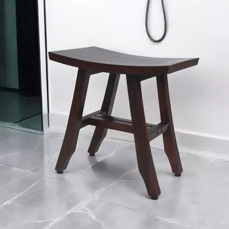 Panca doccia rettangolare in teak marrone scuro, singola