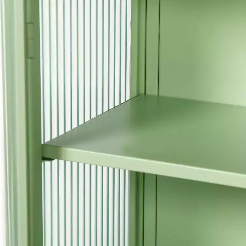 Pensile Nero/Verde Menta, Anta Doppia con Vetro, 4 Ripiani