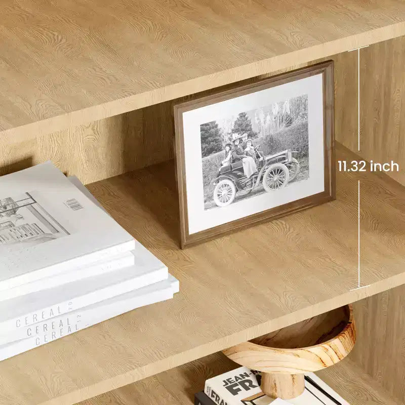 Libreria a 5 Ripiani in Rattan Naturale con Ante a Sportello – Montaggio 1 Persona