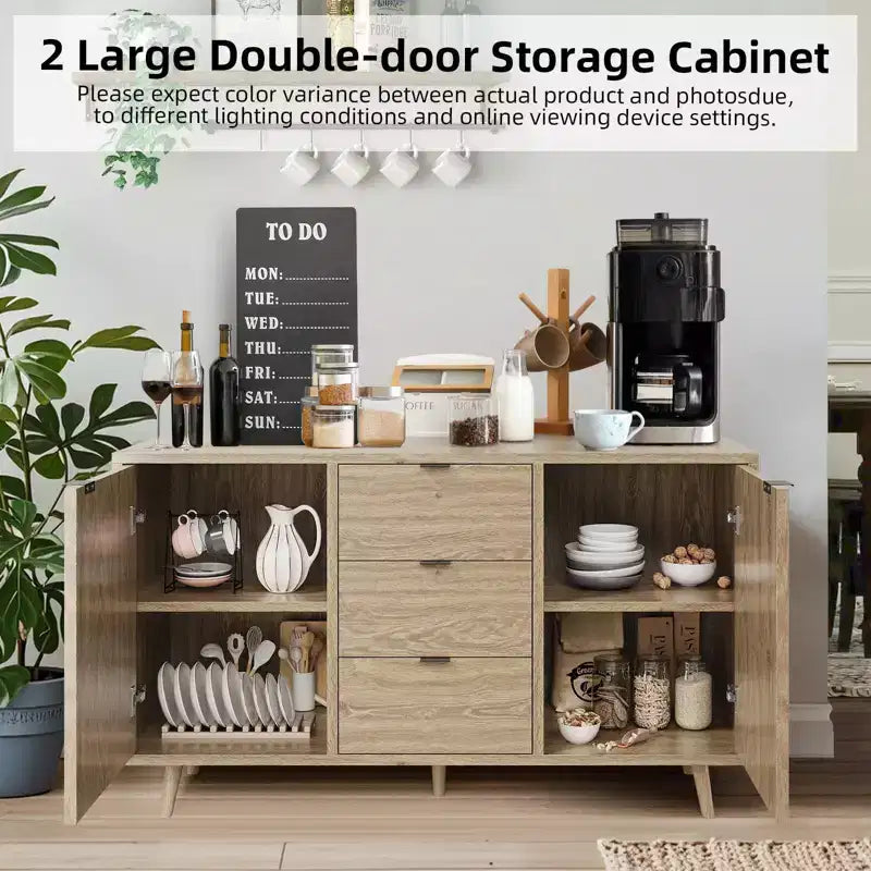 Madia in rovere da 47" con 3 cassetti e 2 ante – Posti a sedere: 1
