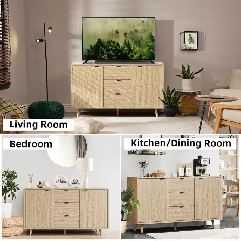 Madia in rovere da 47" con 3 cassetti e 2 ante – Posti a sedere: 1