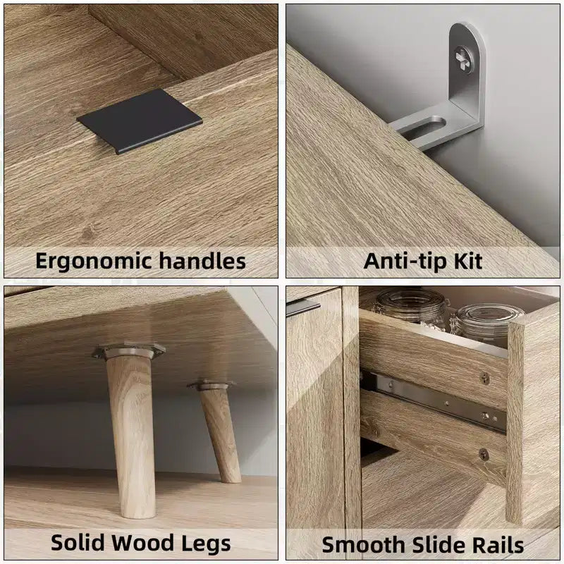 Madia in rovere da 47" con 3 cassetti e 2 ante – Posti a sedere: 1