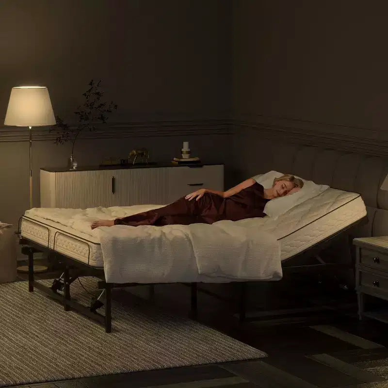 Telaio Letto Elettrico Regolabile Nero con Telecomando, Queen, 2 Persone