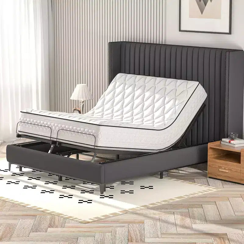 Telaio Letto Elettrico Regolabile Nero con Telecomando, Queen, 2 Persone