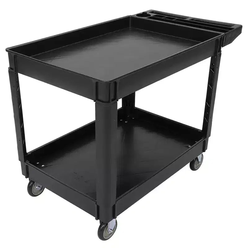 Carrello di Servizio a 2 Ripiani, Nero/Grigio, Capacità 227kg, 1 Persona