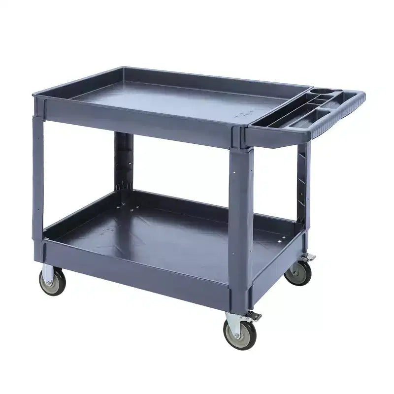 Carrello di Servizio a 2 Ripiani, Nero/Grigio, Capacità 227kg, 1 Persona