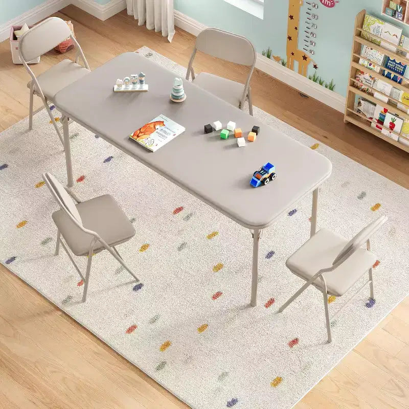 Set da 5 pezzi tavolo e 4 sedie pieghevoli per bambini Beige/Nero/Grigio