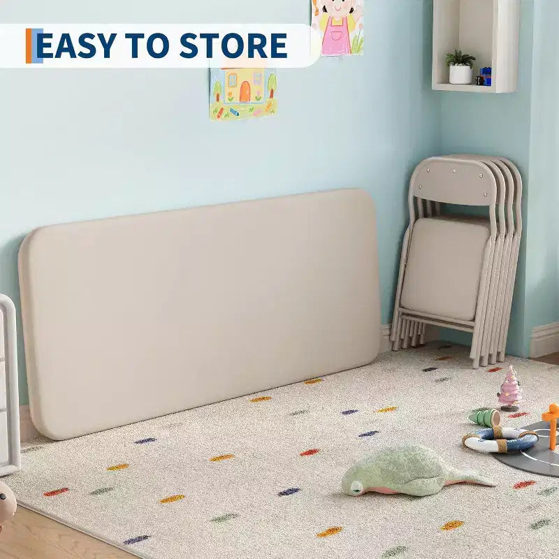 Set da 5 pezzi tavolo e 4 sedie pieghevoli per bambini Beige/Nero/Grigio
