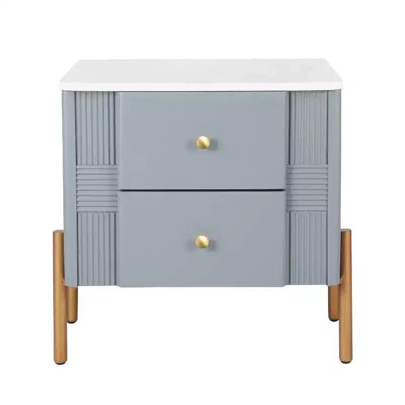 Comodino in legno e metallo nero/blu/verde/arancione con 2 cassetti – 1 persona