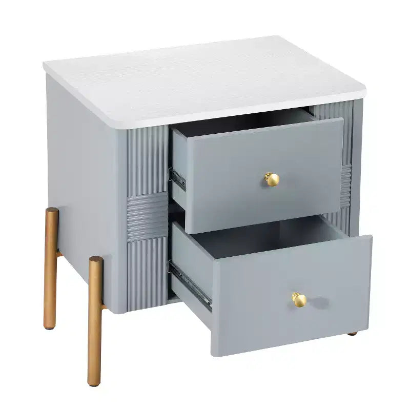 Comodino in legno e metallo nero/blu/verde/arancione con 2 cassetti – 1 persona