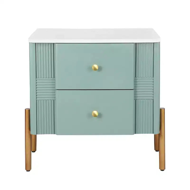 Comodino in legno e metallo nero/blu/verde/arancione con 2 cassetti – 1 persona