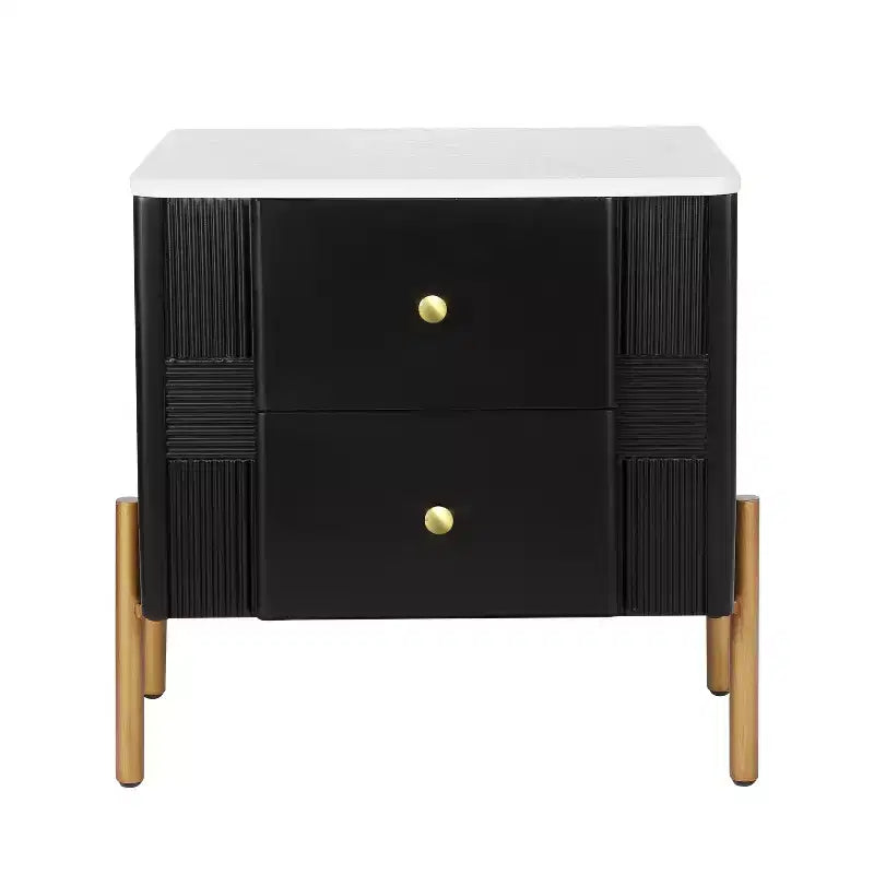 Comodino in legno e metallo nero/blu/verde/arancione con 2 cassetti – 1 persona