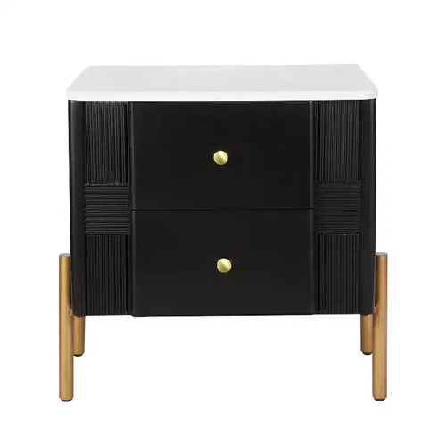 Comodino in legno e metallo nero/blu/verde/arancione con 2 cassetti – 1 persona