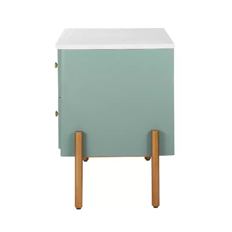 Comodino in legno e metallo nero/blu/verde/arancione con 2 cassetti – 1 persona
