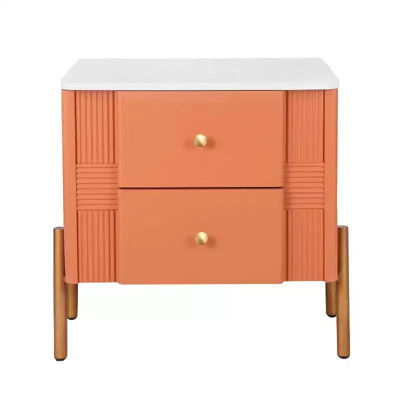 Comodino in legno e metallo nero/blu/verde/arancione con 2 cassetti – 1 persona