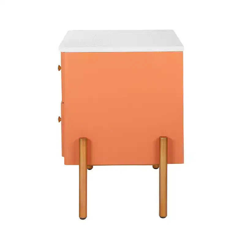 Comodino in legno e metallo nero/blu/verde/arancione con 2 cassetti – 1 persona