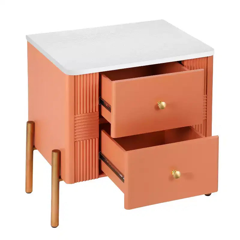 Comodino in legno e metallo nero/blu/verde/arancione con 2 cassetti – 1 persona
