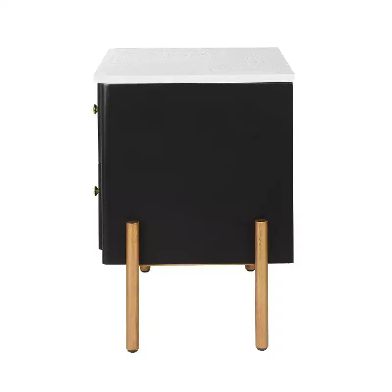Comodino in legno e metallo nero/blu/verde/arancione con 2 cassetti – 1 persona