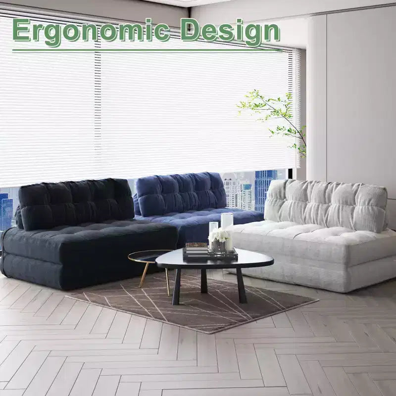 Divano letto pieghevole nero/blu scuro/grigio scuro, convertibile 3 in 1, due posti