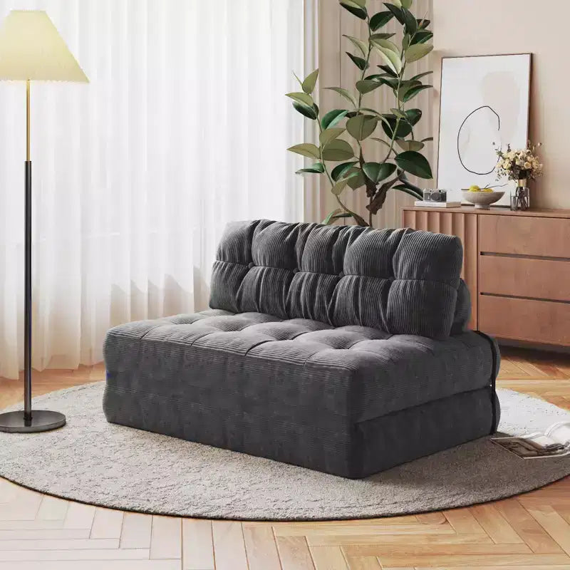 Divano letto pieghevole nero/blu scuro/grigio scuro, convertibile 3 in 1, due posti