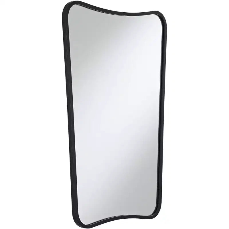 Specchio da parete rettangolare in metallo nero, 1 pannello, 55,8 x 86,3 cm