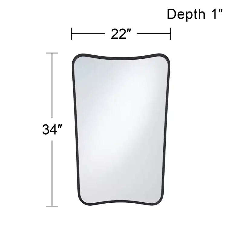 Specchio da parete rettangolare in metallo nero, 1 pannello, 55,8 x 86,3 cm