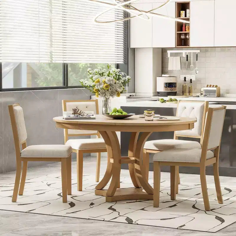 Set da pranzo allungabile 5 pezzi Espresso/Naturale, posti 4-6