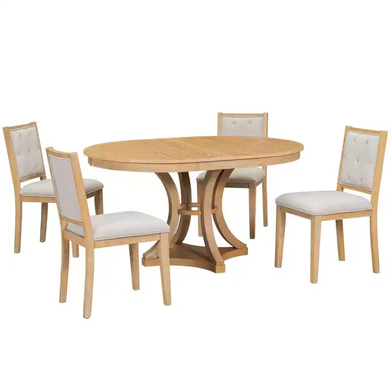 Set da pranzo allungabile 5 pezzi Espresso/Naturale, posti 4-6