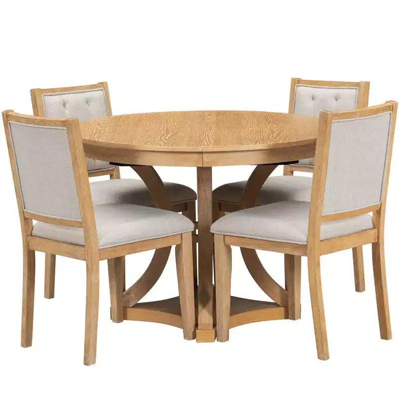 Set da pranzo allungabile 5 pezzi Espresso/Naturale, posti 4-6