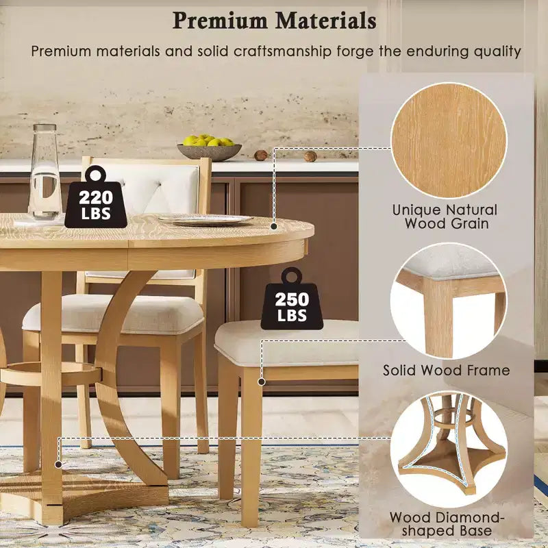 Set da pranzo allungabile 5 pezzi Espresso/Naturale, posti 4-6