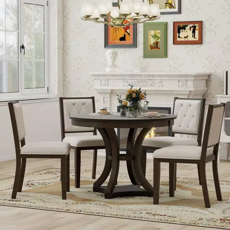Set da pranzo allungabile 5 pezzi Espresso/Naturale, posti 4-6