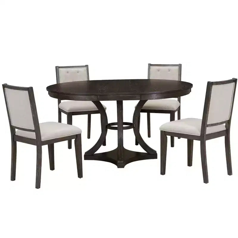 Set da pranzo allungabile 5 pezzi Espresso/Naturale, posti 4-6