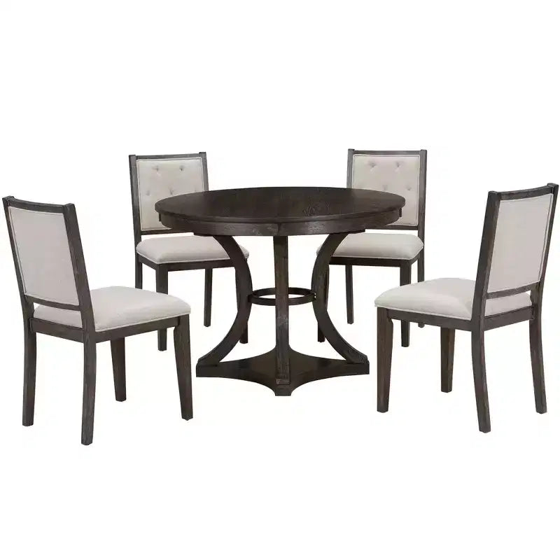 Set da pranzo allungabile 5 pezzi Espresso/Naturale, posti 4-6
