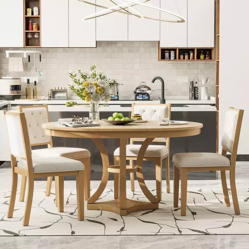 Set da pranzo allungabile 5 pezzi Espresso/Naturale, posti 4-6