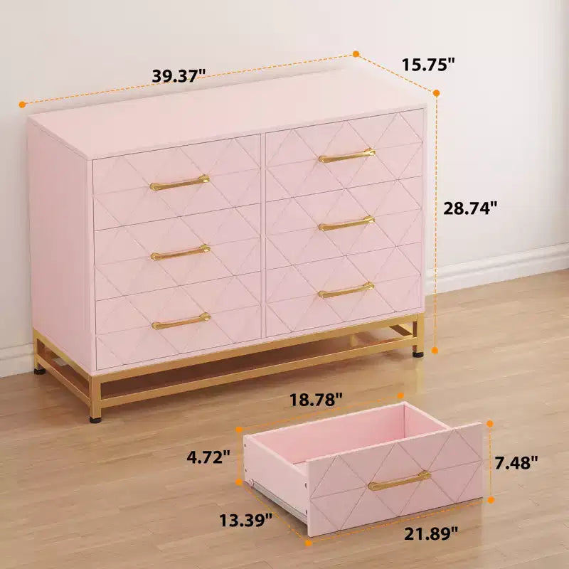 Cassettiera alta a 6 cassetti Nera / Rosa / Bianca, chiusura ammortizzata, antiribaltamento, montaggio per 1 persona