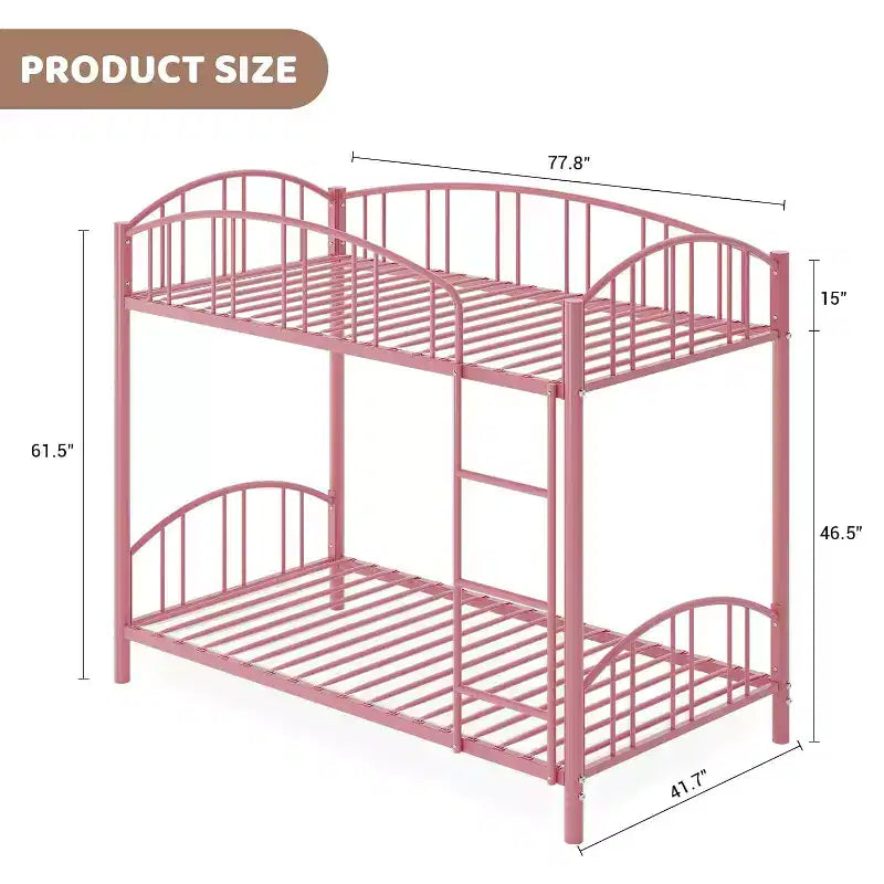 Letto a castello in metallo rosa per 2 bambini