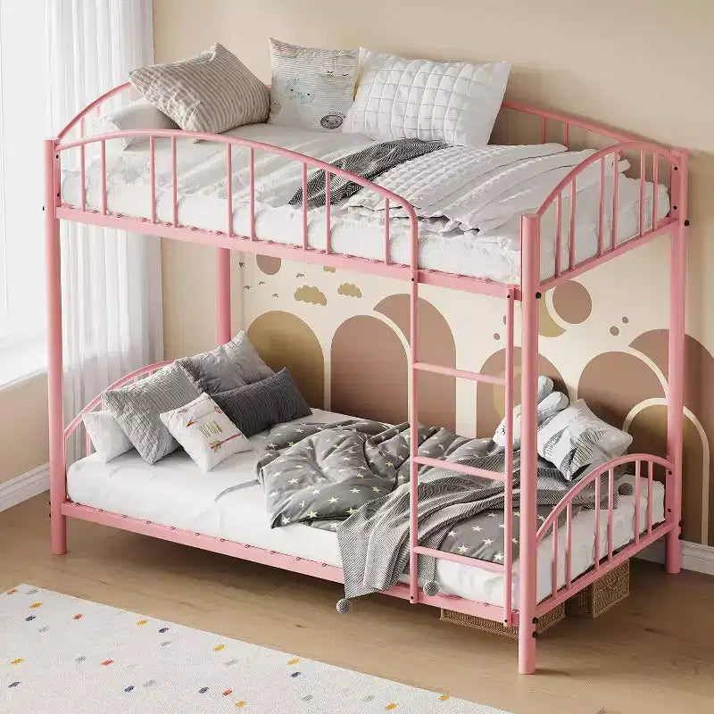 Letto a castello in metallo rosa per 2 bambini