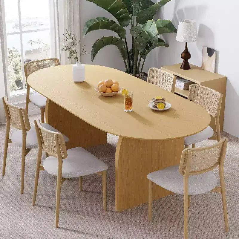Tavolo da pranzo ovale con piedistallo nero/giallo, 4-6 posti